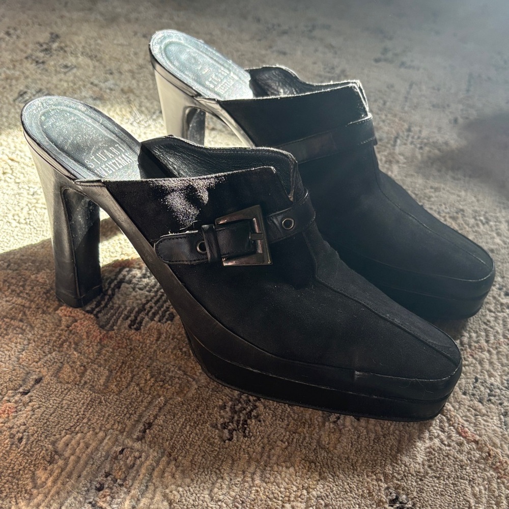 Stuart Weitzman Black Women's Platform Mules